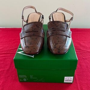 J. Crew Layne Snake Printed Leather Loafer Slingback Pump Size 8.5 NIB